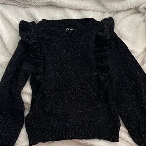 art class Black Sparkle Ruffle Shoulder Sweater